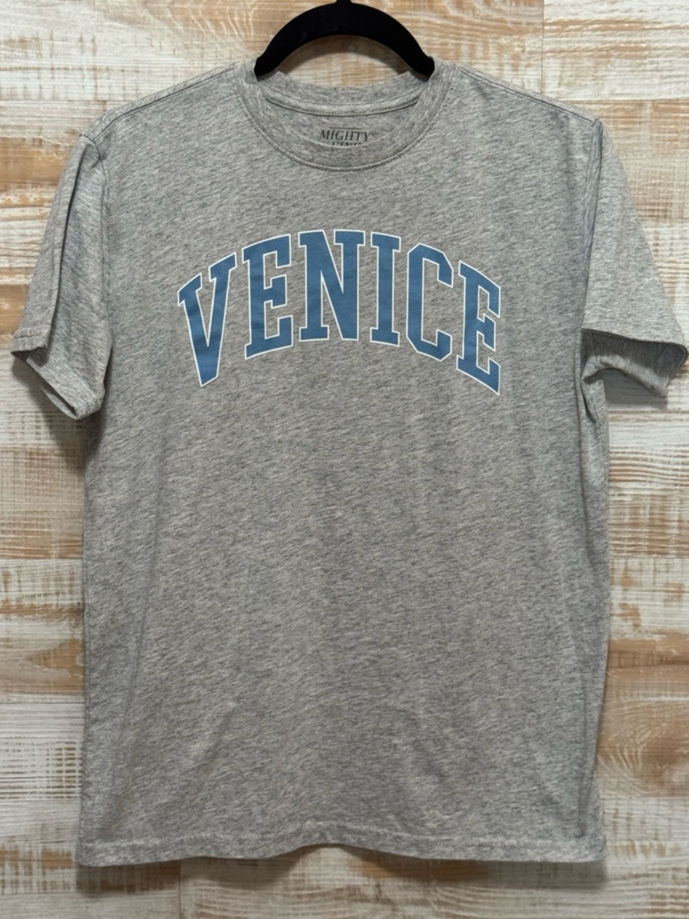 Mighty Fine Gray Tee with Light Blue VENICE Arch in Size Small
